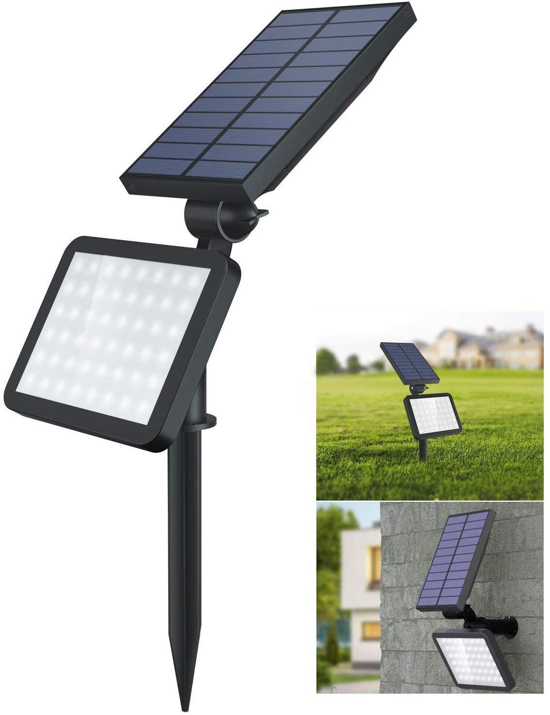 Coohole 48 LED Outdoor Solar Lights Spotlight Landscape Lighting Waterproof Wall Light for Night Security and Lawn Lamp Bright