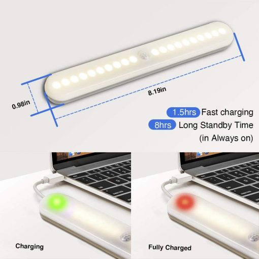 Under Cabinet Lighting 20 Led Closet Lights Motion Sensored Indoor Usb Rechargeable Fast Charging Super Long Standby Stick For Kitchen Cabinet Bedroom Counter Cupboard Stairs Ousfot