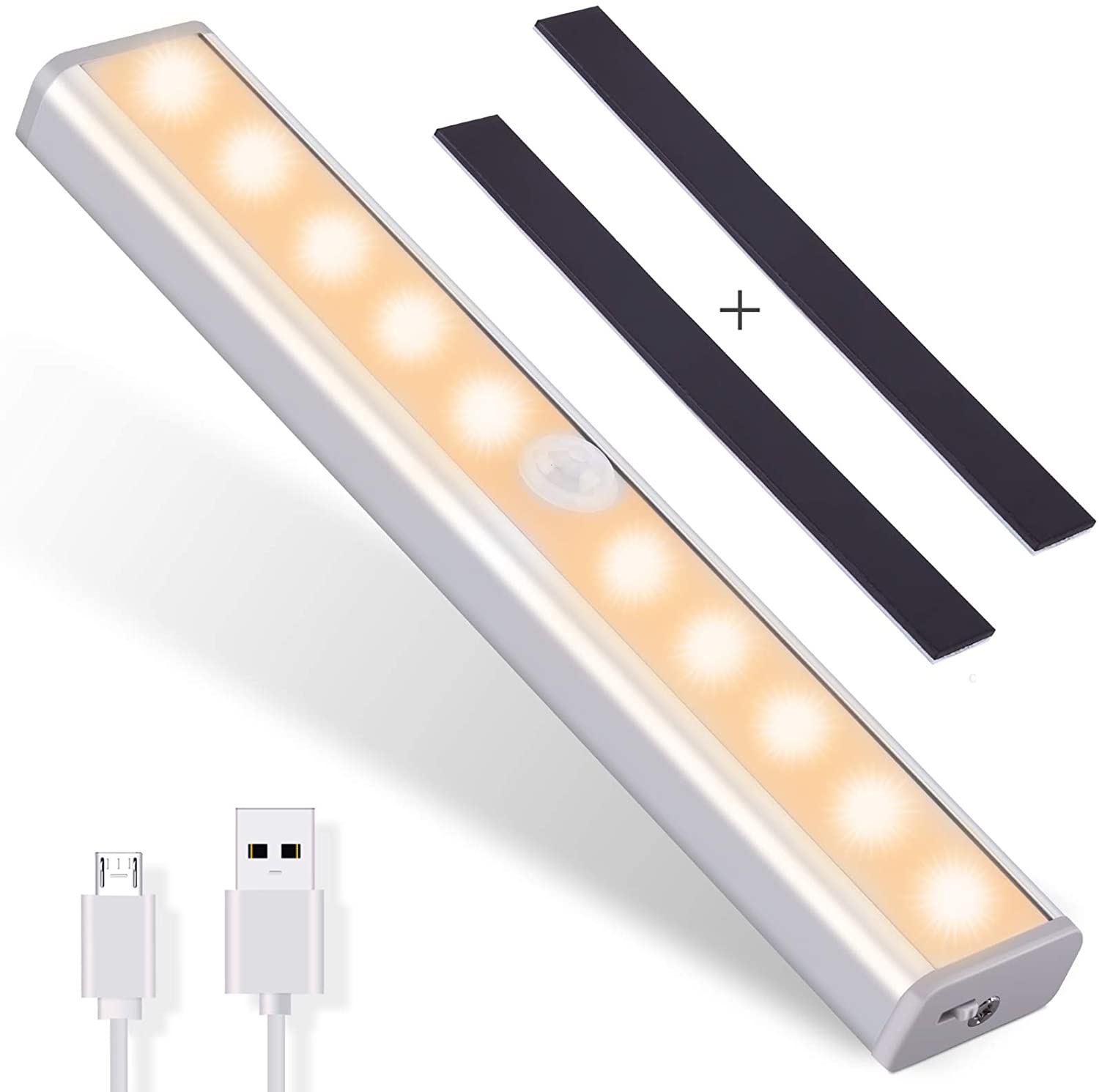 USB Rechargeable Light Wireless LED Motion Sensor Lamp For Closet Wall Wardrobe 